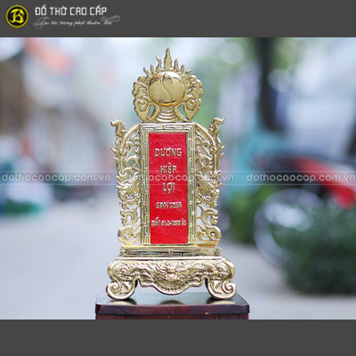 Bài Vị bằng đồng vàng cao 42cm hàng đặt cho khách hàng tại Long An