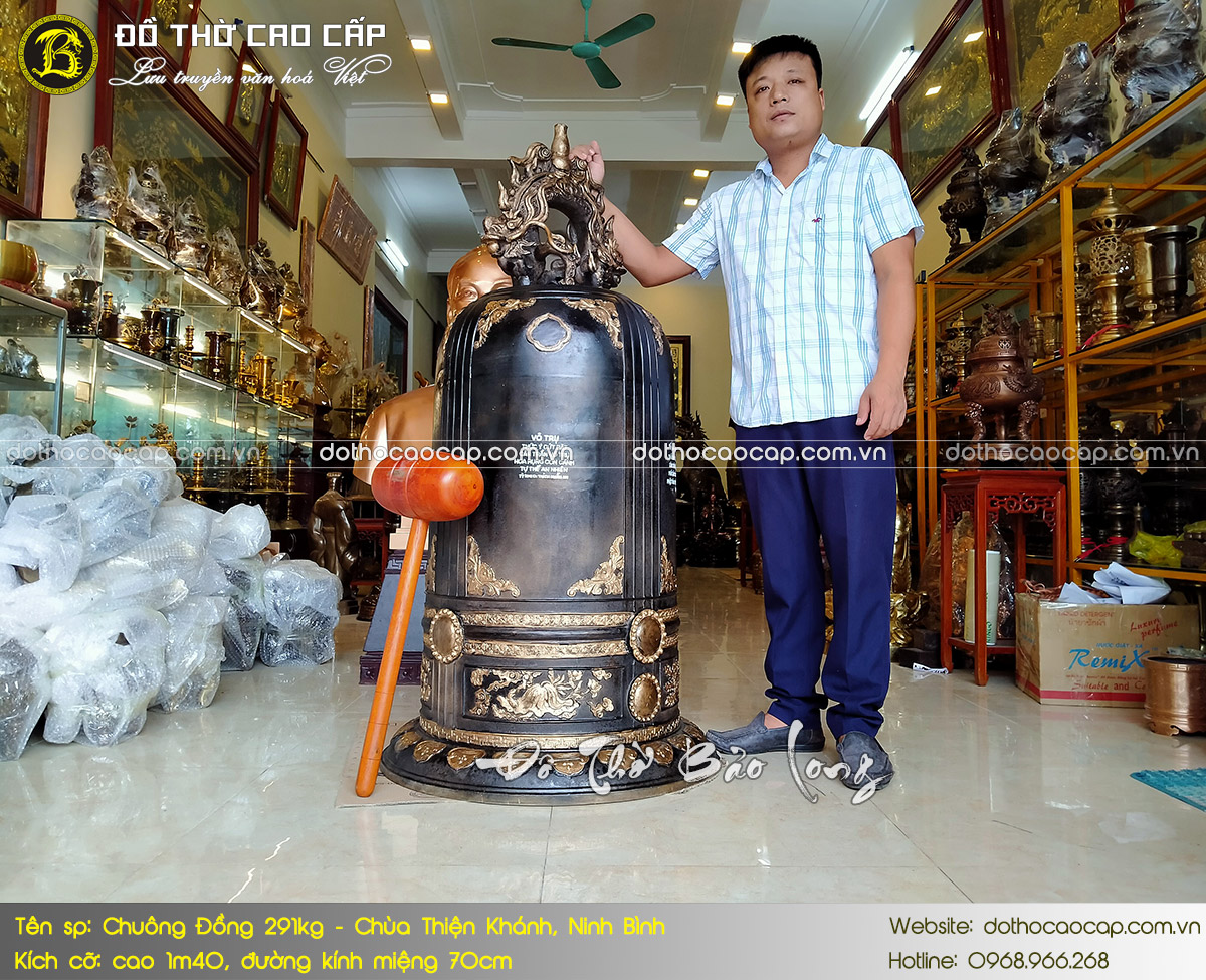 Đúc Chuông Đồng - Đại Hồng Chung 291kg Cho Chùa Thiện Khánh Ninh Bình 2