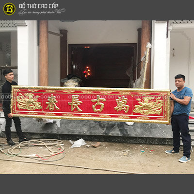 Đại Tự Bằng Đồng Vàng 3m4 Hàng Đặt Cho Khách Quảng Ninh