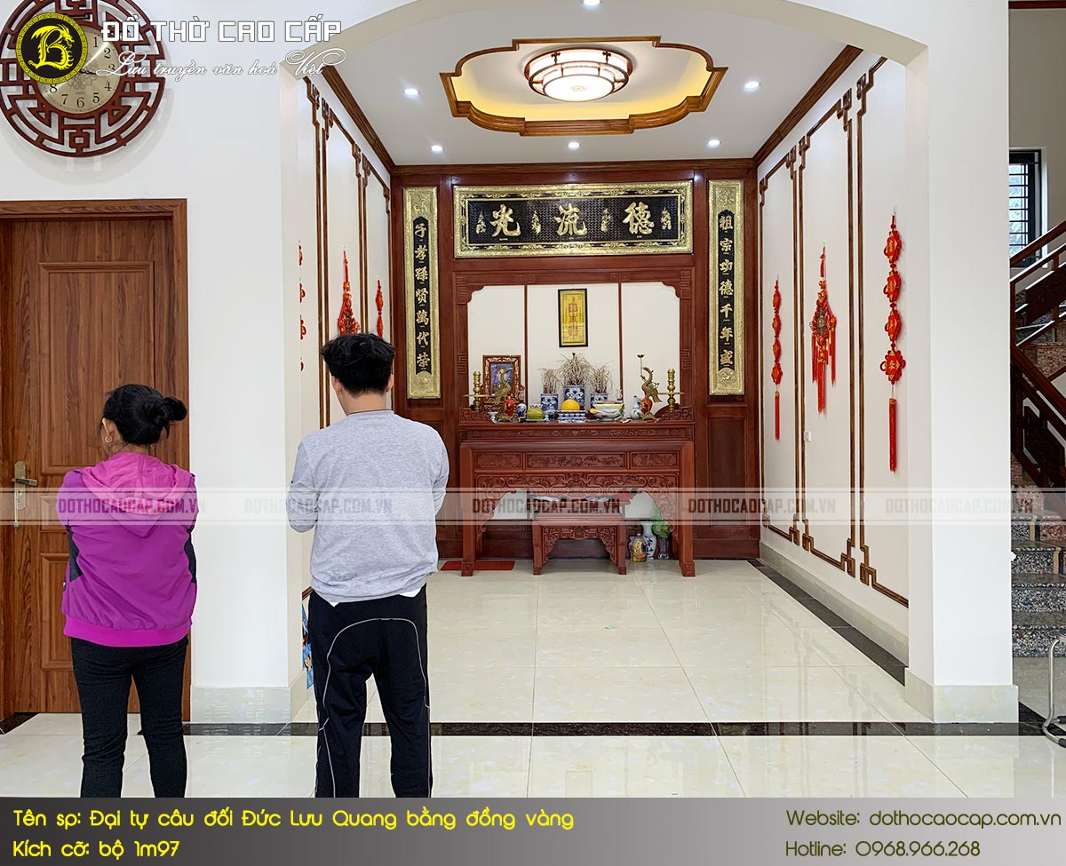 bộ đại tự câu đối bằng đồng vàng bộ 1m97