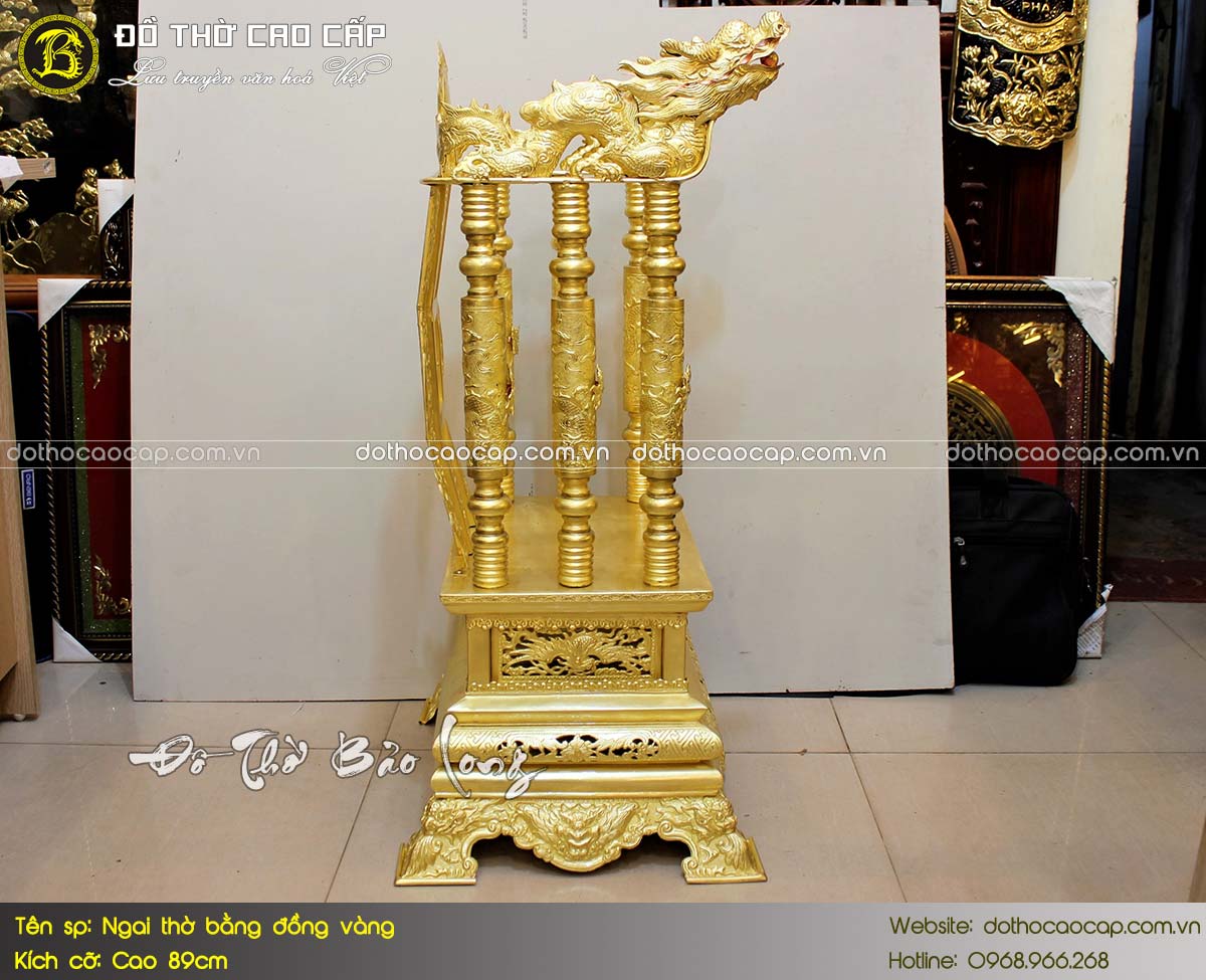 Ngai Thờ Bằng Đồng Vàng Cao 89cm 8