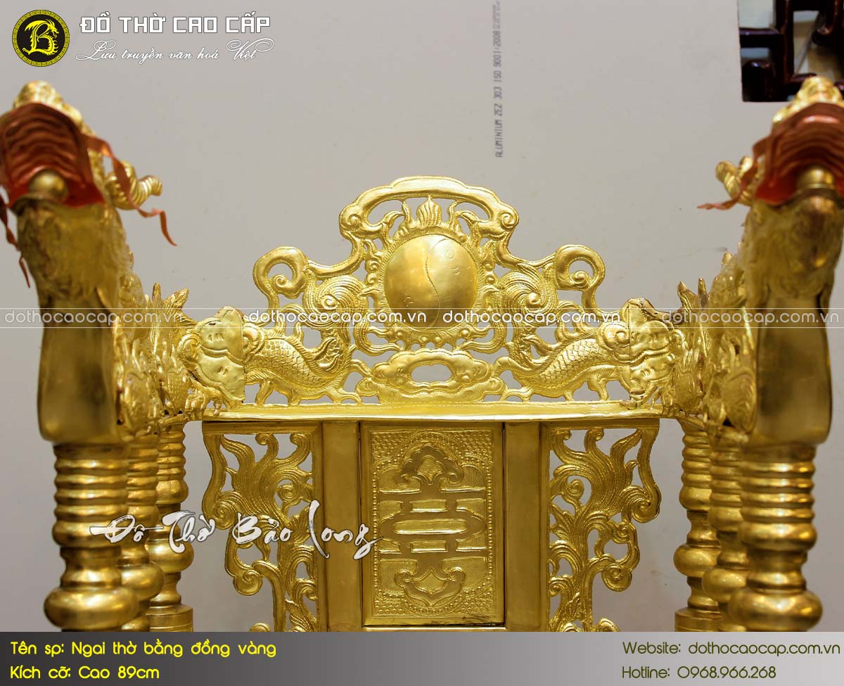 Ngai Thờ Bằng Đồng Vàng Cao 89cm 3