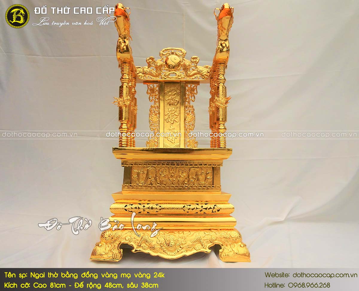 ngai thờ bằng đồng vàng mạ vàng 24k cao 81cm